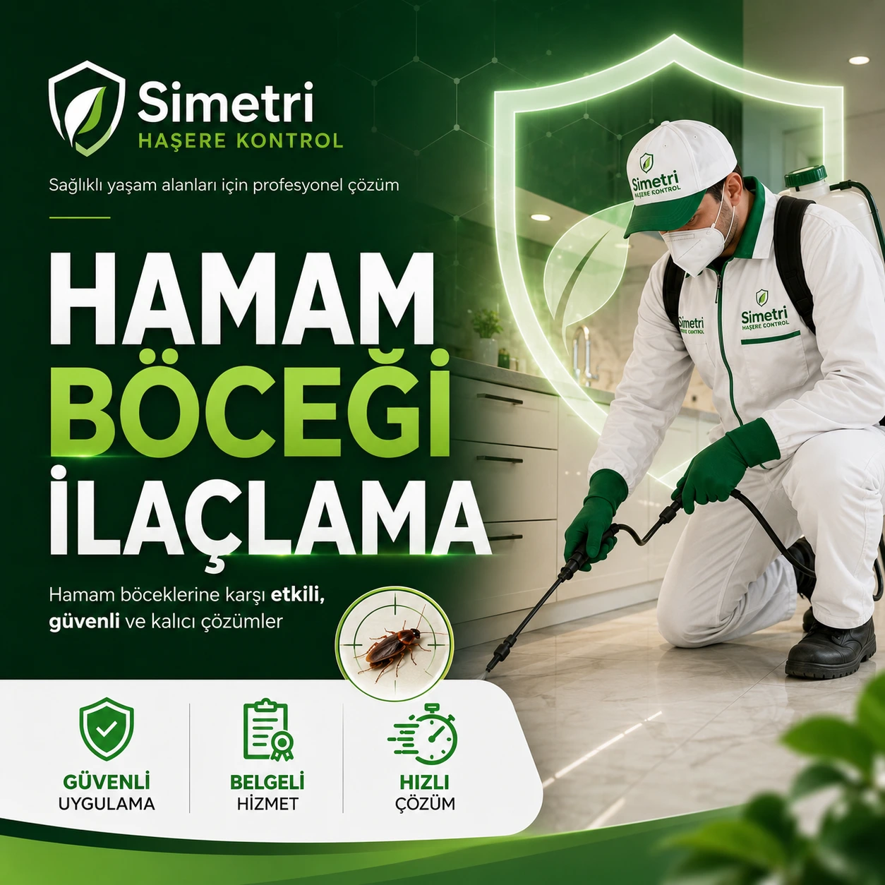 Bursa hamam böceği ilaçlama Simetri Haşere Kontrol hero görseli